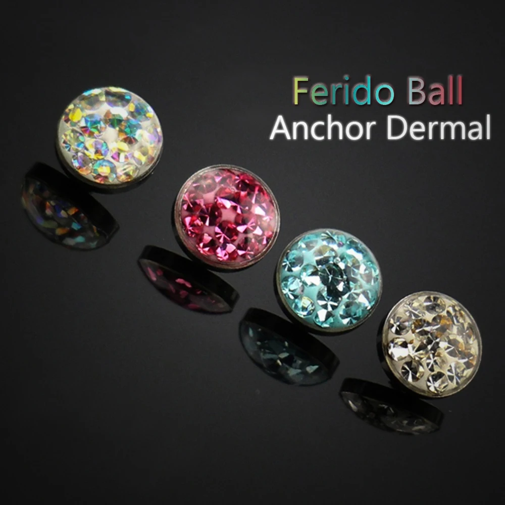 1 шт. хирургические Сталь микро кожные пирсинг Gem Micro якорь с украшением в виде