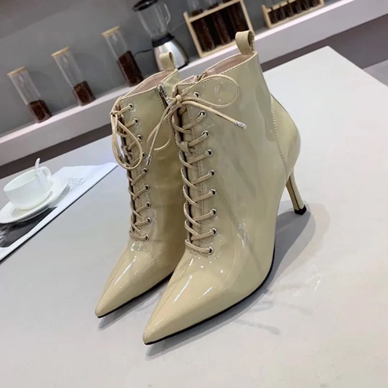 Туфли-лодочки женские из лакированной кожи пикантная обувь на высоком каблуке