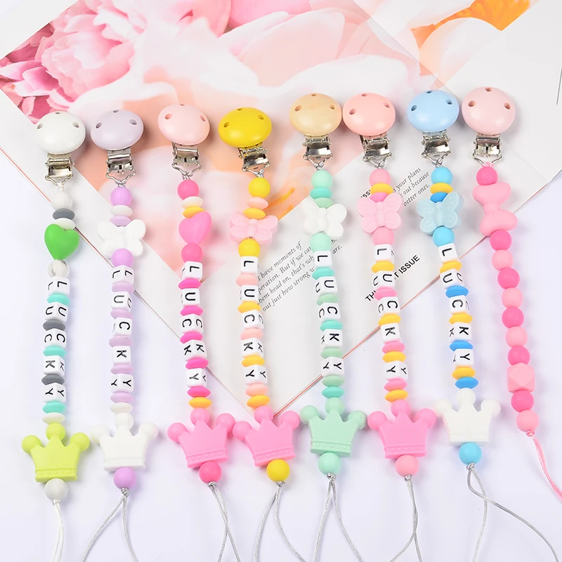 Безопасная Пищевая силиконовая цепочка для детской соски/зажим милые зажимы