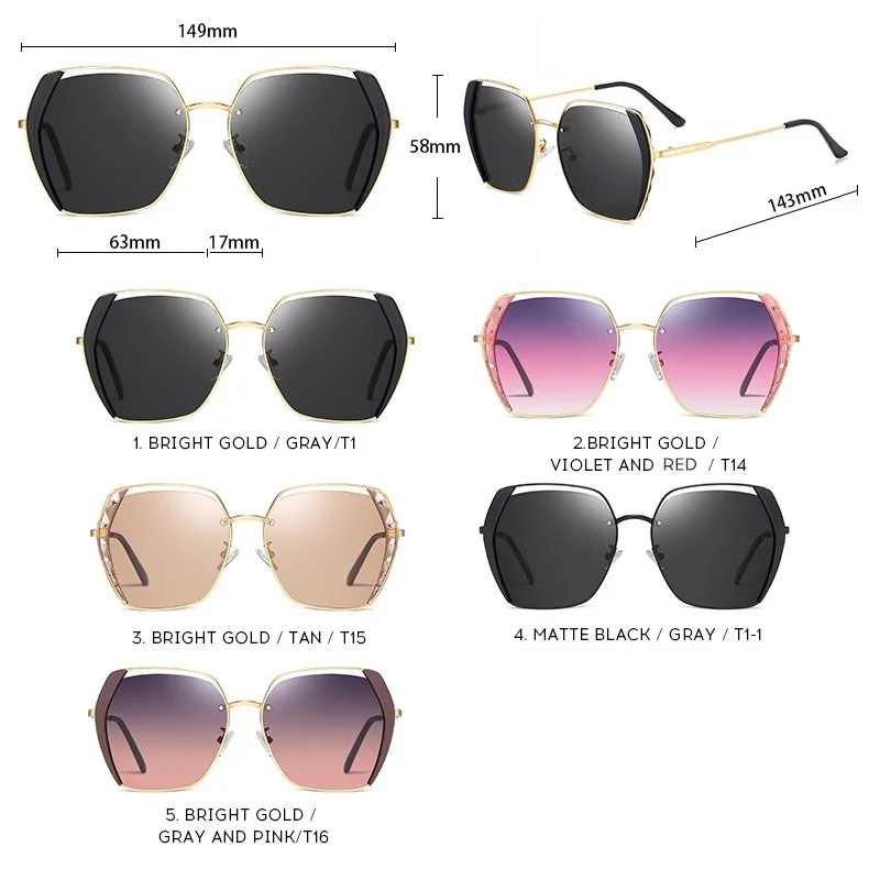 

GIFANSEE Women Polarized Sunglasses square Luxury Brand Design Gradient Lens glasses Oculos Feminino UV400 high quality driving