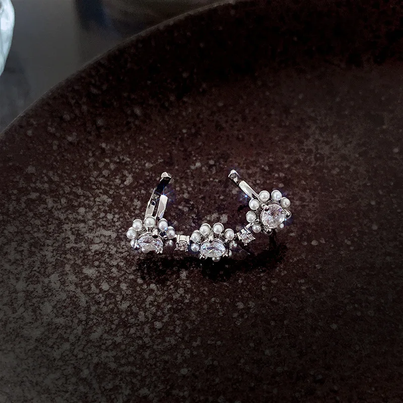 Роскошные серьги-клипсы SRCOI с французским искусственным жемчугом и цветком