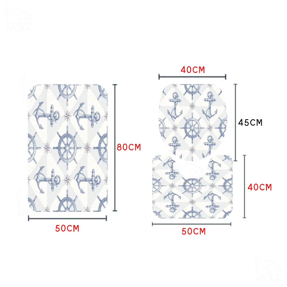 Ретро Винтаж морской якорь печати Ванная комната душа Шторы комплект