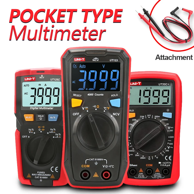 

UNI-T Multimeter Digital Professional Auto Smart Automatic Mini Current Tester Voltage Temperature Capacitance Meter Backlight