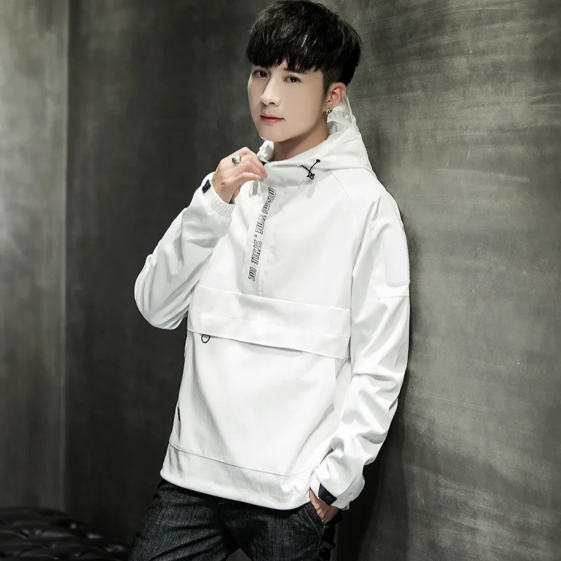 

Свободная Толстовка большого размера с большими карманами, Весенняя и осенняя пуловерная толстовка, куртка, Брендовые мужские толстовки в ...