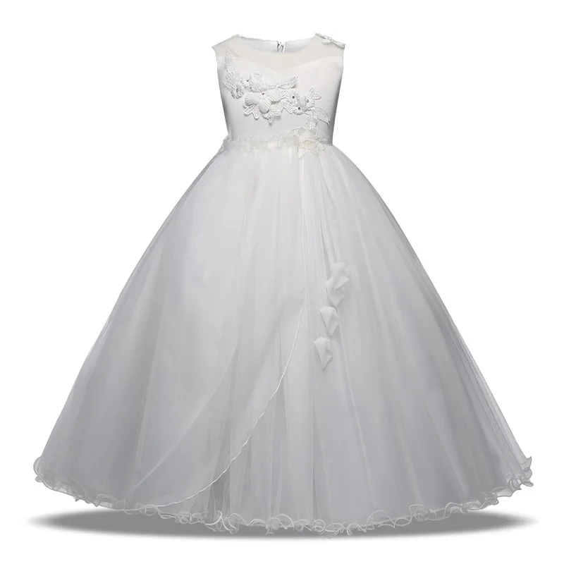 Платье с цветочным принтом для девочек белое платье принцессы ТРАПЕЦИЕВИДНОЕ