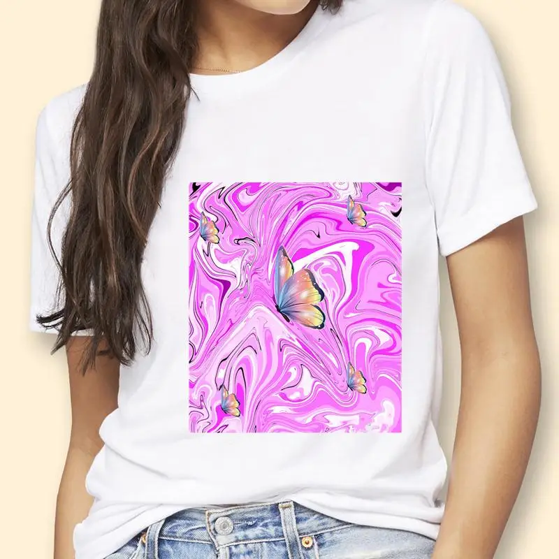 

Женская Акварельная футболка с круглым вырезом и принтом в виде бабочек