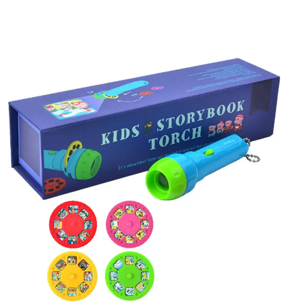 

Mini Projector Torch Kids Flashlight Story book Educational Light-up Toys Sleep Light Preschool Fairy Tale Projection Lamp gift