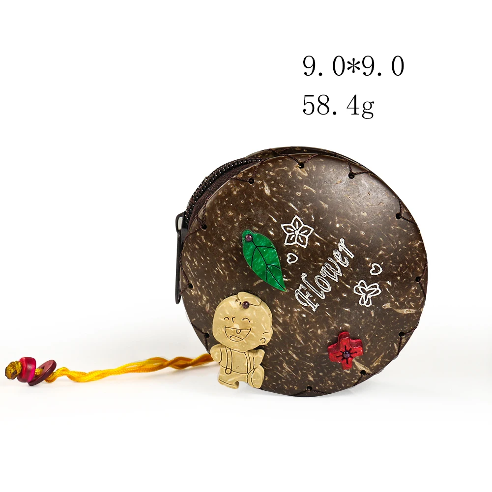 Кошелек ручной работы с кокосовой ракушкой круглая Милая миниатюрная сумочка