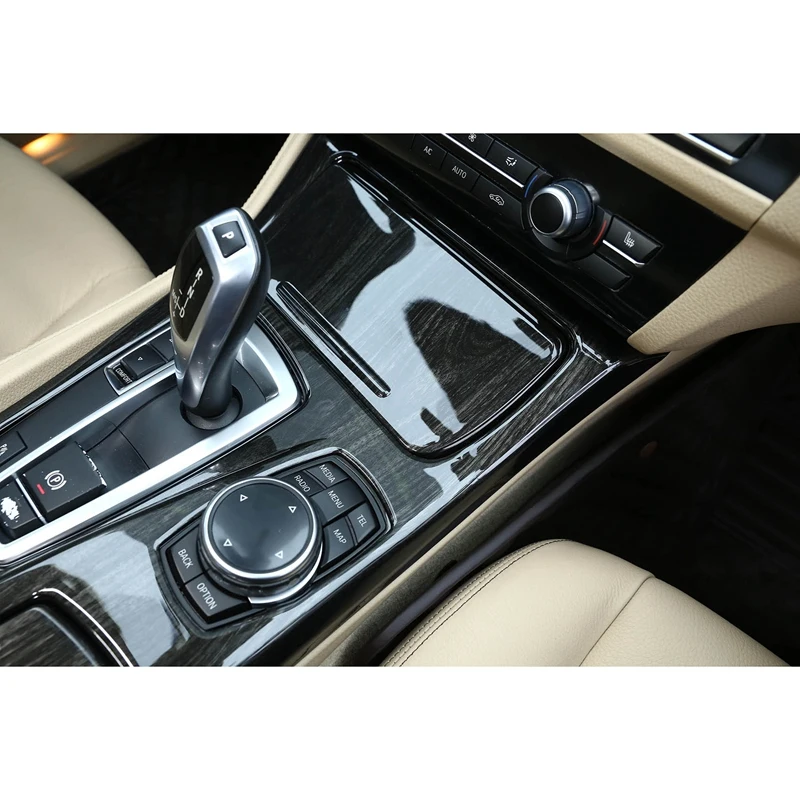 

Car ABS Black Wood Grain Center Console Gear Shift Panel Cover Trim for -BMW 5 Series F10 2011-17 520Li 525Li 530Li