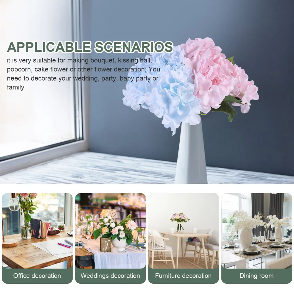 

2Pcs Lifelike Hydrangea Flowers Ornament Decoration for Wedding Party Festival