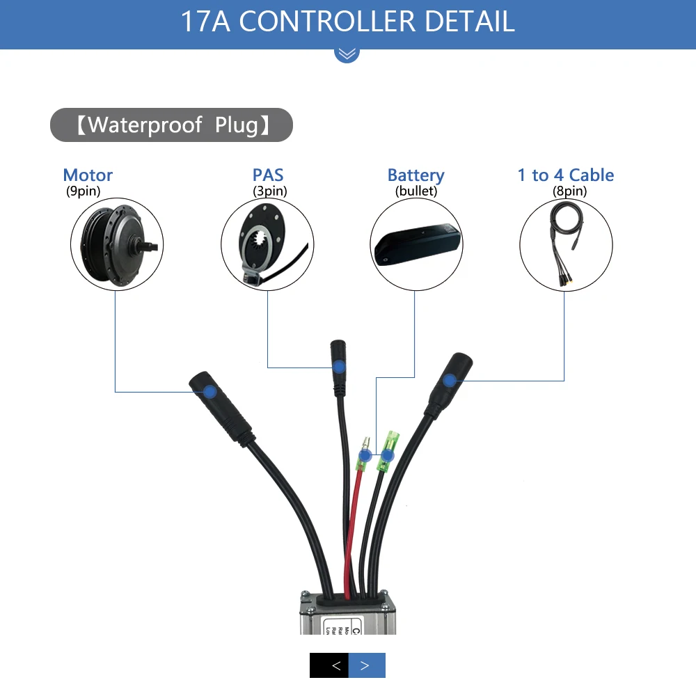 

KUNTENG Ebike Controller 36V 48V 17A 6 Mosfets Electric Bike Bicycle Brushless speed Controller for Ebike Conversion Kit