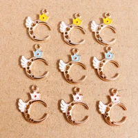 10pcs 1723mm alloy enamel crown moon charms for jewelry making pendants necklaces earrings bracelets diy crafts accessories