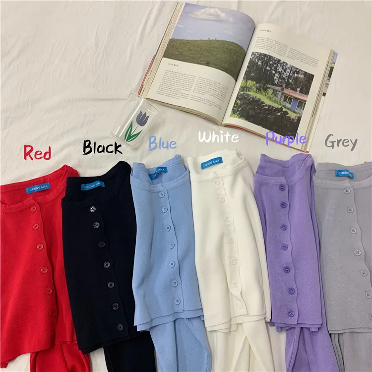 

Hsa Spring New Solid Cropped Cardigans Women 2021 Loose Ladies Short Knitted Sweaters Long Sleeve Oneck Solid Chic Streetwear