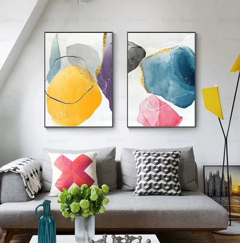 

Abstract Pattern Canvas Painting Modern Art Poster Wallpaper Fresh Color Printing Process Picture Home Living Room Decoration