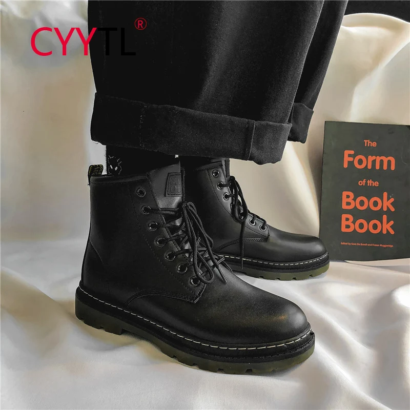 

CYYTL Men's Chukka Boots Leather Ankle Motorcycle Casual Waterproof Walking Shoes Outdoor Dress Male Formal Comfort Botas