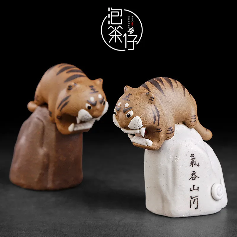 

|Rough pottery Dashan small tiger tea favorite ceramic tea table small ornaments on the tea table tea fun accessories