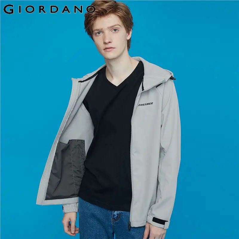 Giordano мужская куртка ветровка dreamer，с капюшоном и застежкой на молнии имеется