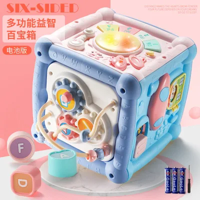 Battery version Многофункциональный музыкальный ребенок ручной барабан игрушки малыш коробка музыкальный куб Настольный ранний обучающий музыкальный стол - Цвет: Battery version