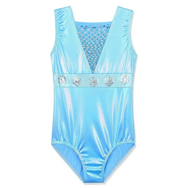 BAOHULU New 3-12 Years Girl Sleeveless Gymnastics Leotard Light Blue Fancy Sequin Ballet Leotard for Kids Ballet Dance Girl - Цвет: B200 LightBlue