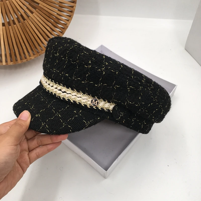 Ранняя осень 2019 Новый женский маленький сладкий ветер Восьмиугольные козырьки