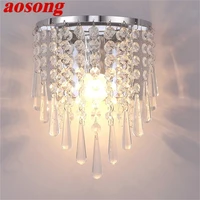 aosong wall lamps led modern nordic luxury indoor crystal sconces lighting for home