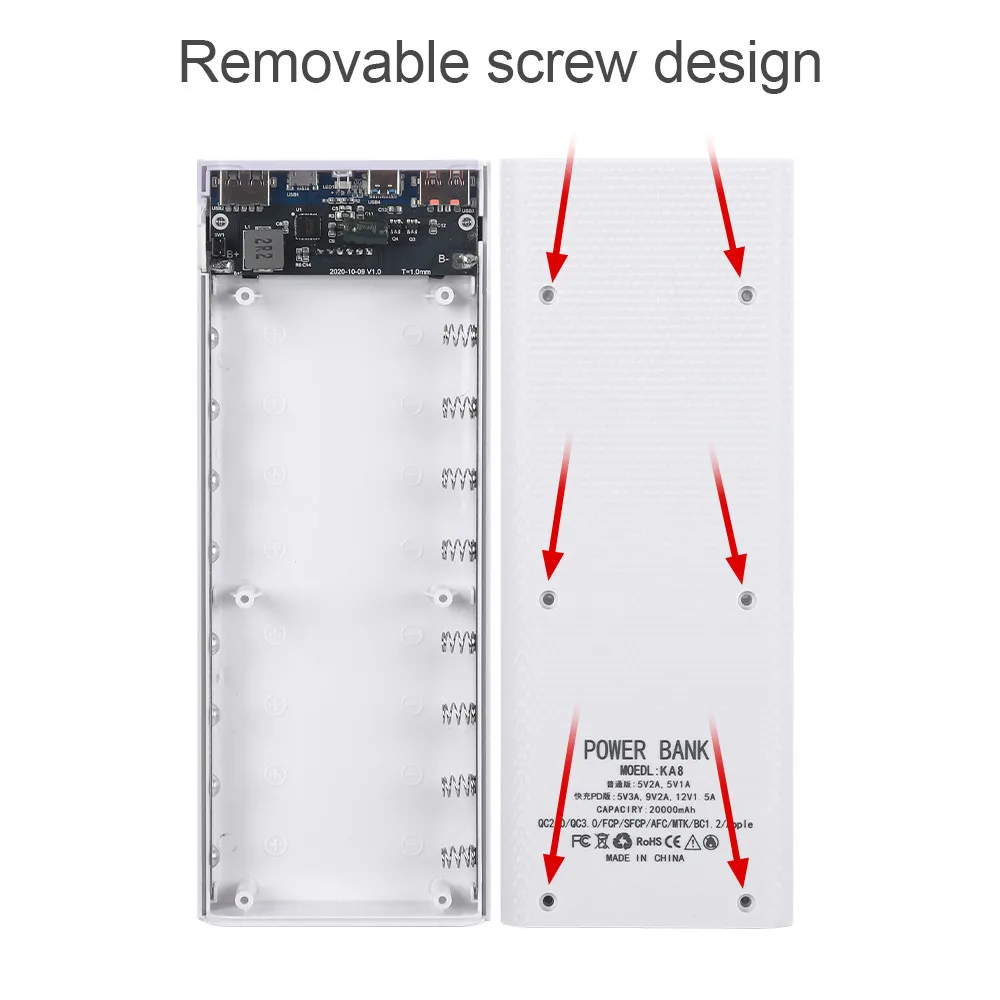 QC4 5 В/4 а DIY 8X18650 чехол для аккумулятора коробка хранения двойной Micro USB Type C внешний
