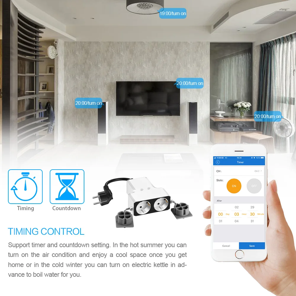Уличная смарт розетка с Wi Fi умная водонепроницаемая дистанционным управлением