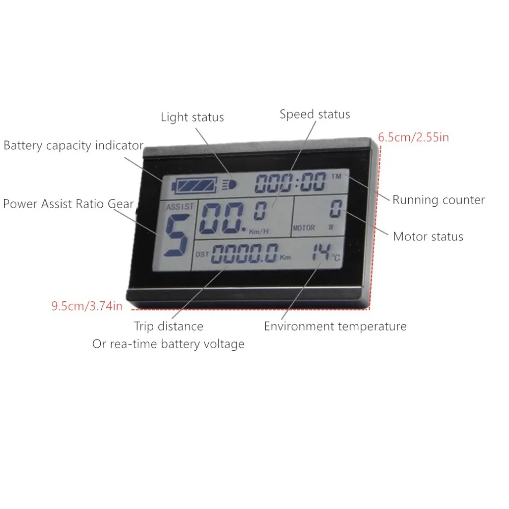36V 250W MTB E-bike Conversion Kit with Brushless Hub Motor LCD3 Display+36V 10Ah Lithium Battery+Double Layer Luggage Rack