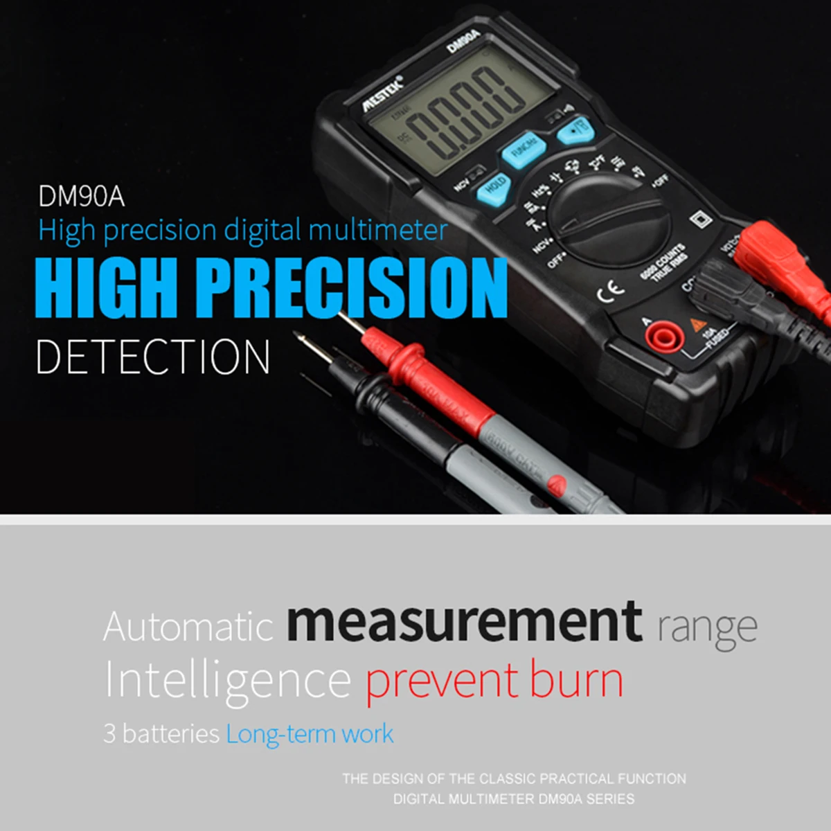 MESTEK DM90A 6000 отсчетов True RMS LCD Цифровой мультиметр DC/AC напряжение/ток Измеритель