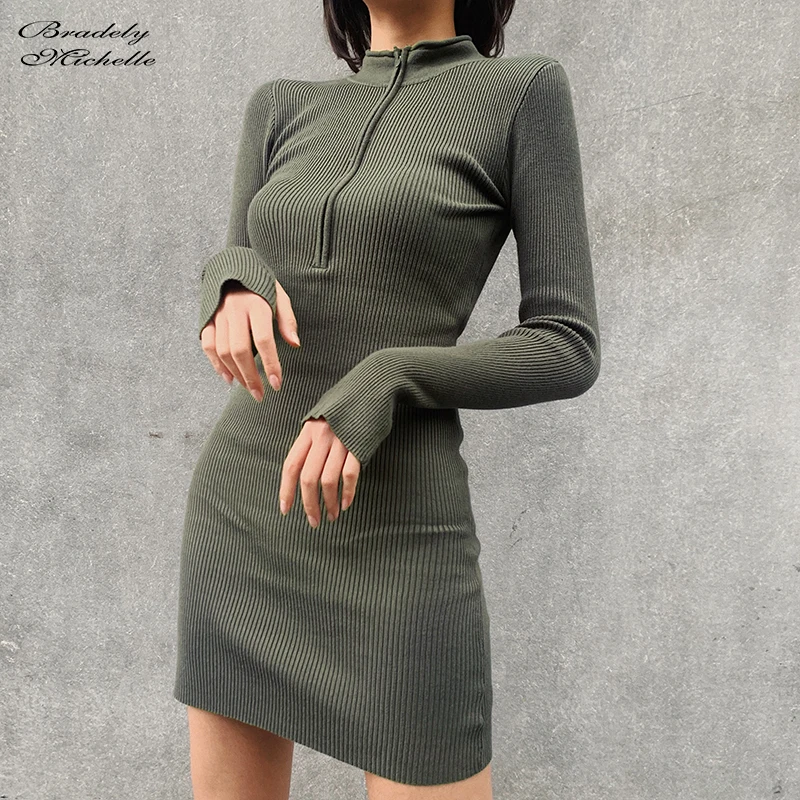 Vestidos verano Элегантные Осенние женские новые пикантные Эластичные Мини вязаное