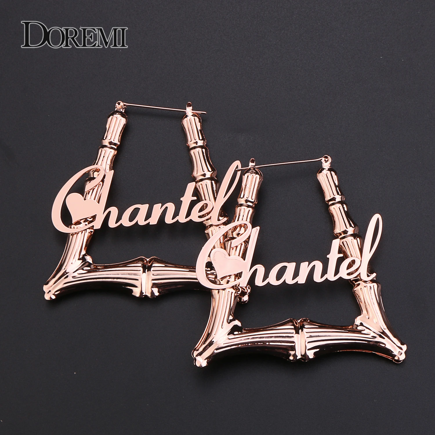 DOREMI 70 мм треугольные Бамбуковые серьги на заказ кольца с надписью модные большие