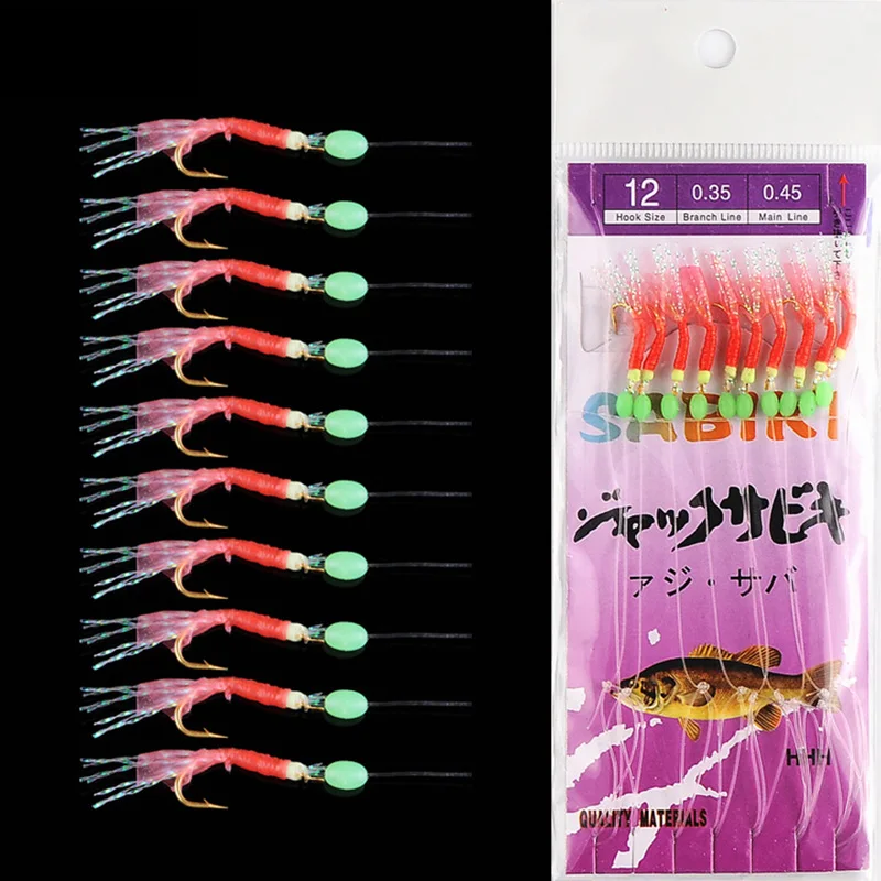 

20 pcs/lot Fishing String Hooks Fishhooks For Swivel Fishing Jig Luminous Gold-plated Skin Fishy Smell Pesca Double hook A296