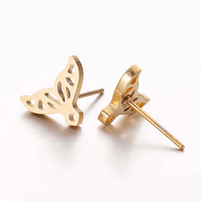 

Stainless Steel 316 Gold Steel Minimalism Mini 5301322 Tail Stud Earrings No Easy Fade Anti-allergy Push Back