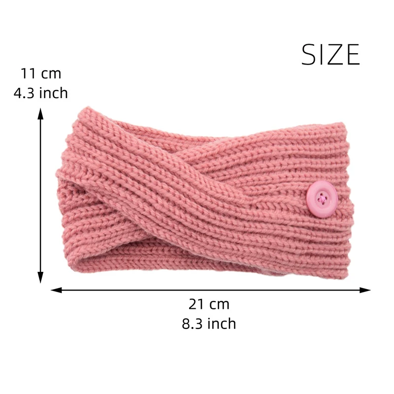 Вязаные головные повязки с перехлёстом однотонная лента для волос пуговицами