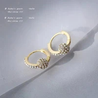 simple temperament inlaid rhinestone ball ear button korean fashion jewelry party luxury earrings for woman girls accessories