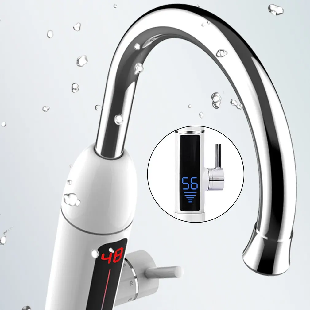 

3000W Electric Water Heater Tap Stainless Steel LCD Digital Temperature Display Kitchen Tankless Instant Hot Water Faucet