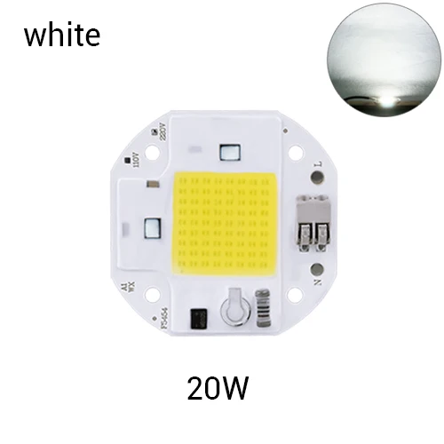 White 20W Светодиодный чип 50 Вт, 30 Вт, 20 Вт, Диодная Матрица для прожектора переменного тока 110 В, 220 В, без пайки, COB светодиодный чип, без необходимости, драйвер, сделай сам, бусины, теплый белый цвет - Испускаемый цвет: White 20W