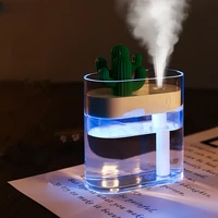 160ml transparent cactus ultrasonic air humidifier car purifier aroma diffusor mist maker usb cool color light mist humidifier