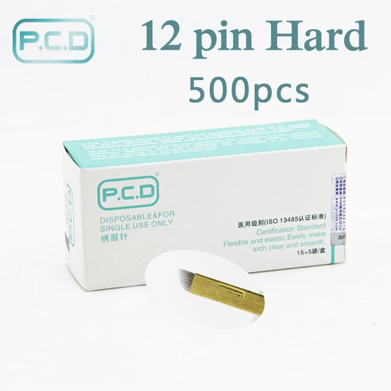 500 шт. мануального татуажа бровей Иглы резец сверхтвердый PCD жесткий 12 контактный