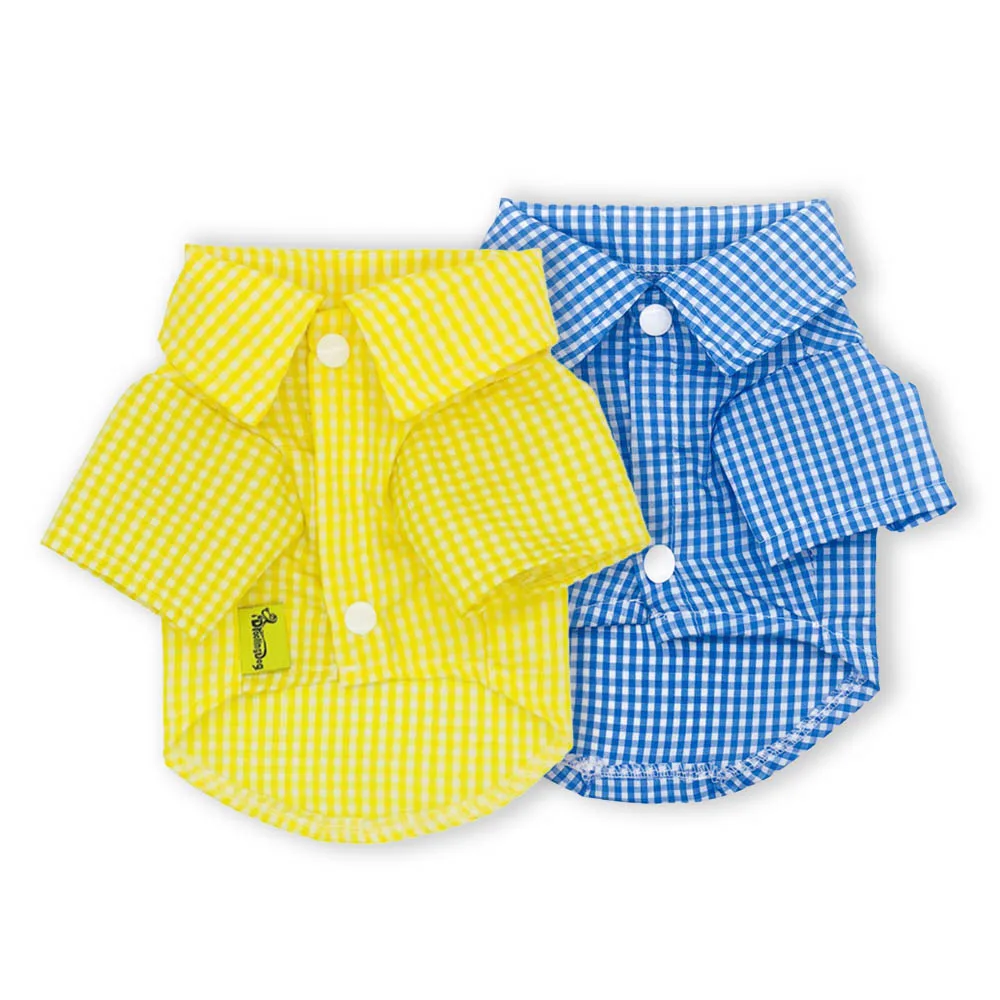 Летняя одежда для собак клетчатая рубашка маленьких средних чихуахуа Тедди