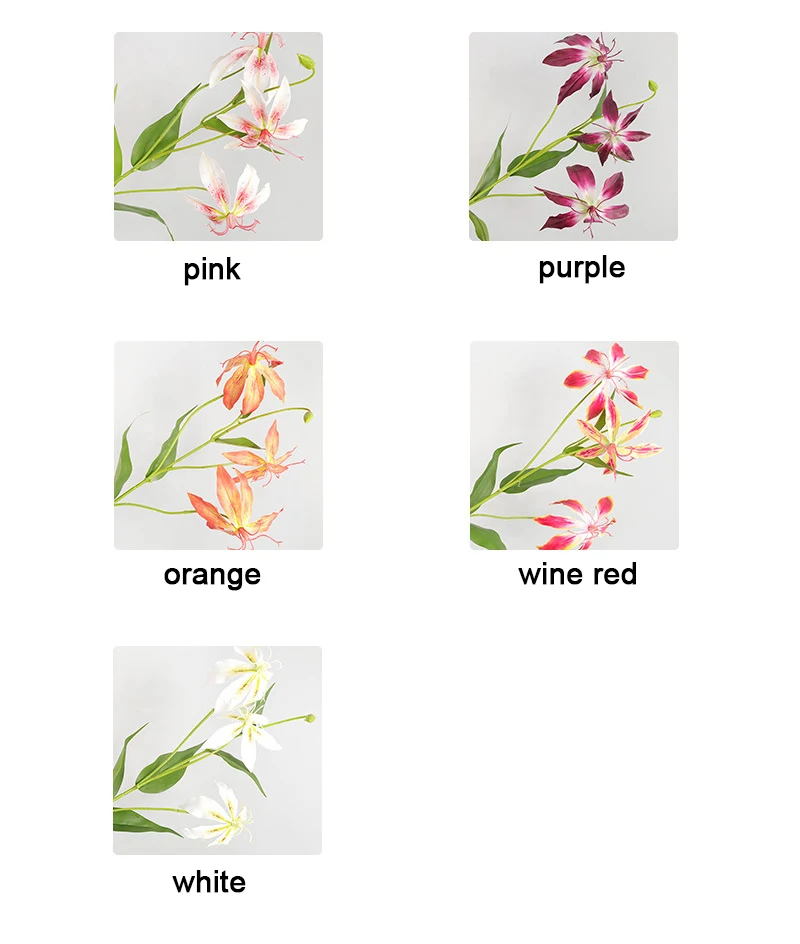 Китайское пластиковое украшение для дома, искусственные ветки, свадебные розовые дорожные свинцовые искусственные цветы, одиночные ветки, настоящее прикосновение, пламя лилии