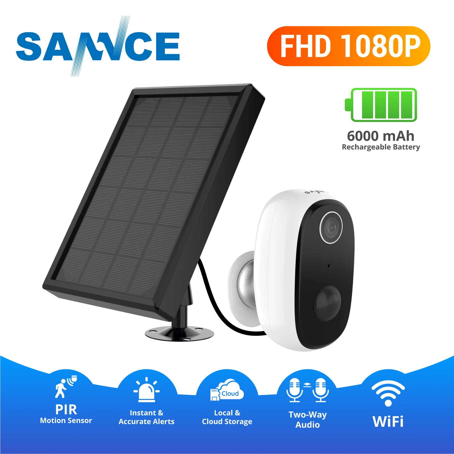 SANNCE 1080P FHD перезаряжаемая Встроенная аккумуляторная IP камера безопасности