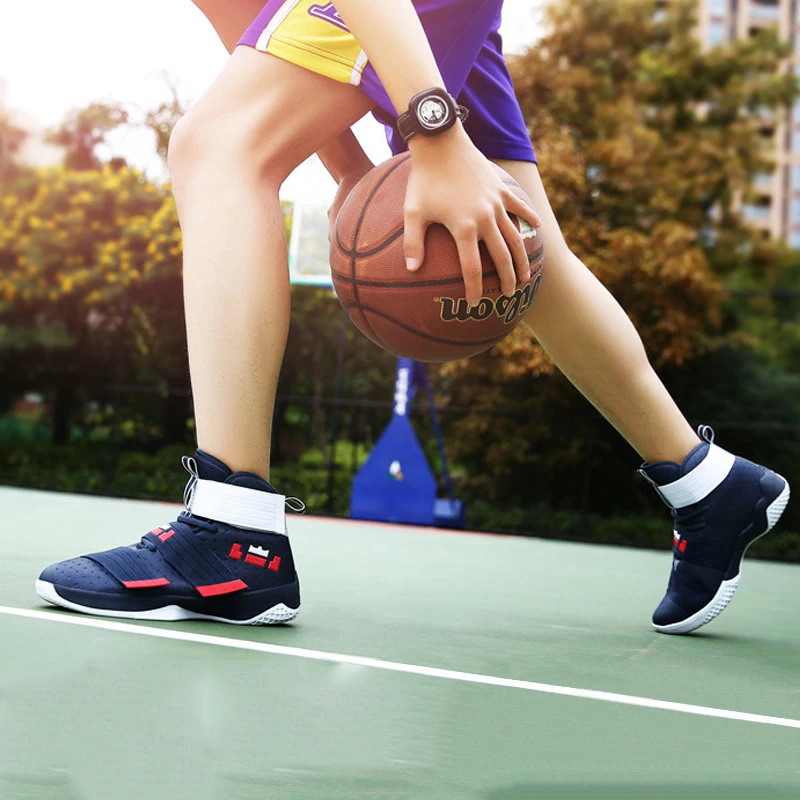 Баскетбольная обувь на липучке, высокие дышащие кроссовки, zapatillas hombre Deportiva, Мужская износостойкая Нескользящая Баскетбольная обувь