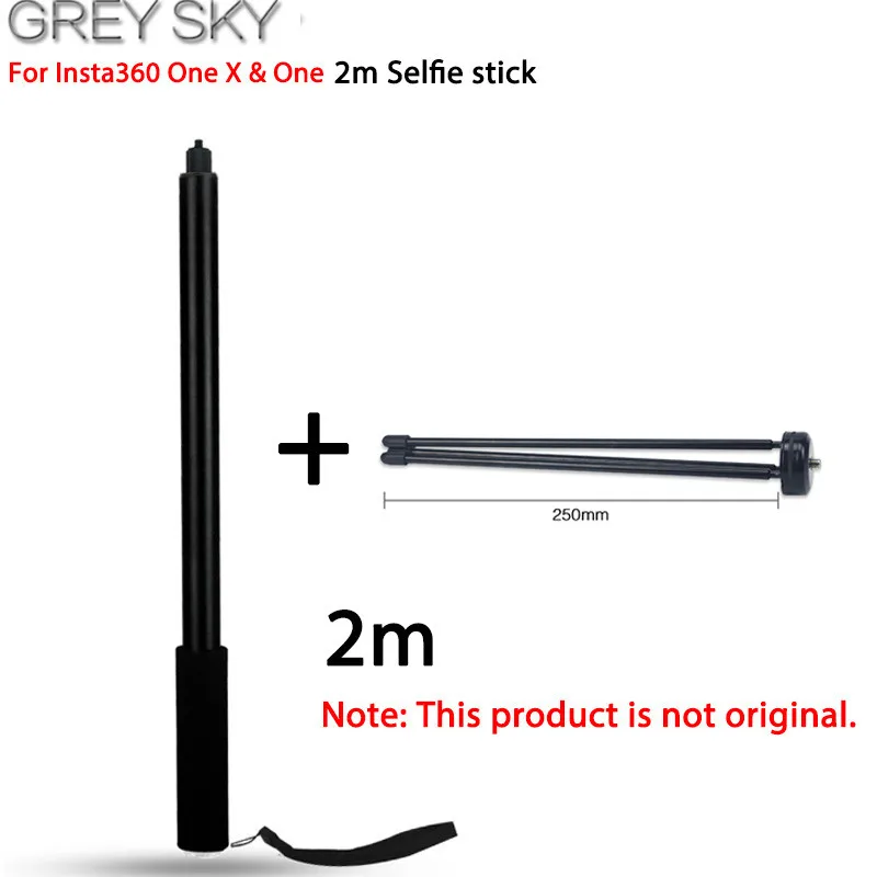 Selfie stick tripod 2 м алюминиевый сплав полюс Супер длинная телескопическая палка для селфи для gopro sjcam Insta360 One X& One 360 VR камера аксессуары - Цвет: Selfie stick tripod