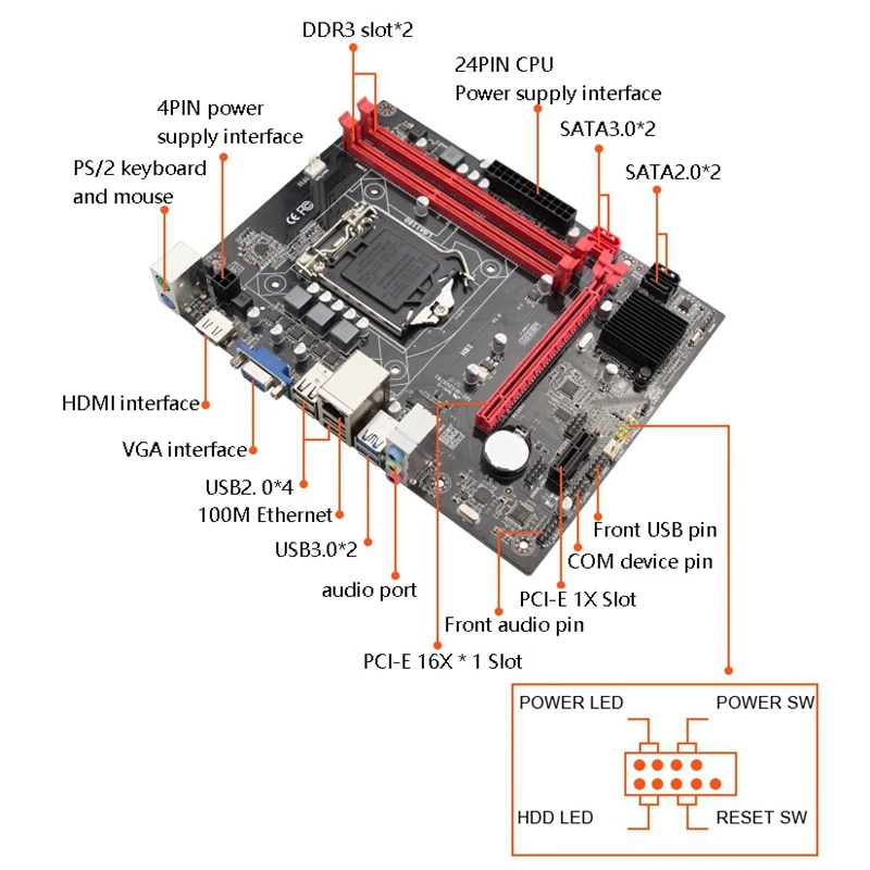 

H81 Computer Motherboard, 1150-Pin Support for 4Th Generation Core I3 I5 4130 4460 Game Set Motherboard