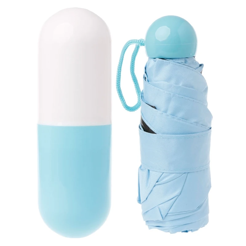 

R58C Ultra Light Mini Umbrella 5 Folding Windproof Lovely Capsule Case Pocket Size