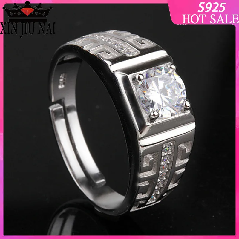 Кольцо мужское из серебра 925 пробы регулируемое вечерние с фианитами | Украшения