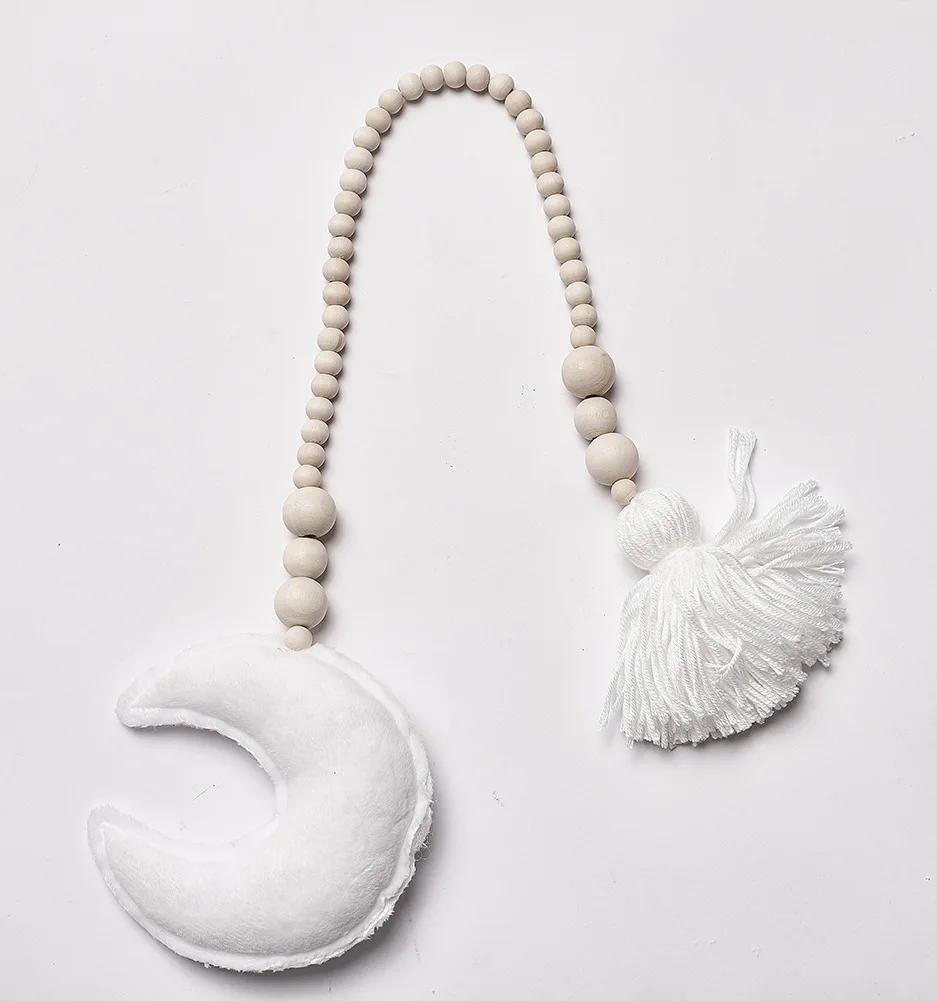 white moon INS нордическая луна звезды бисер на нити Новорожденный ребенок в детская кроватка декор комнаты реквизит для фотосъемки украшение для детской спальни соски - Цвет: white moon