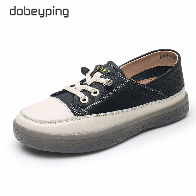 Spring Autumn Sport Shoes Women Natural Genuine Leather Flat Woman Casual Shoe Female Lace Up Ballet Flats Soft Ladies Sneakers