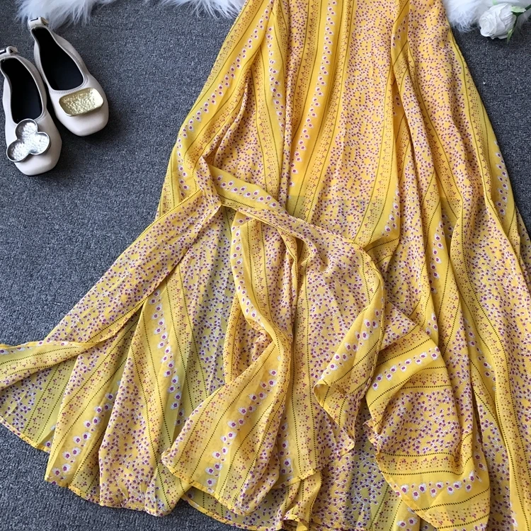 Женское винтажное платье шифоновое пляжное в Корейском стиле ZT5154 весна лето